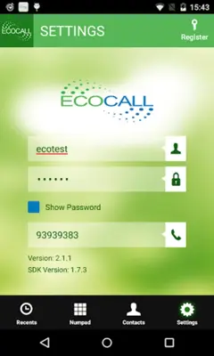 Ecocall android App screenshot 0